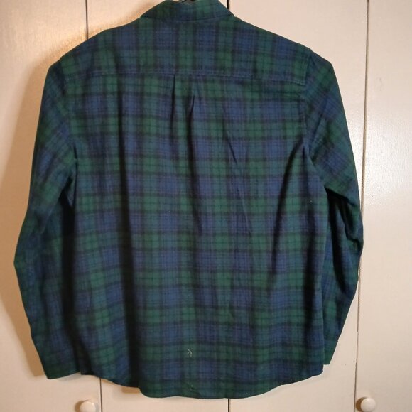 LL Bean Flannel Shirt Men's Size Large Relaxed Fit Plaid Blue/Green (0332P1) - Picture 2 of 8